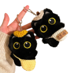 Peluche Chat Noir Kawaii – Pendentif Mignon pour Sac & Porte-Clés – Image 2