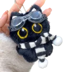 Peluche Chat Noir Kawaii 10 cm – Pendentif & Porte-Clés