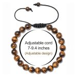Bracelet en perles naturelles Œil de Tigre & Pierre de Lave – 8mm, 3 styles, fait main – Image 3