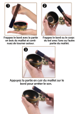 Ensemble de bols chantants tibétains – Cadeau spirituel pour méditation, yoga et guérison des chakras Cuivre rougeâtre – Image 5